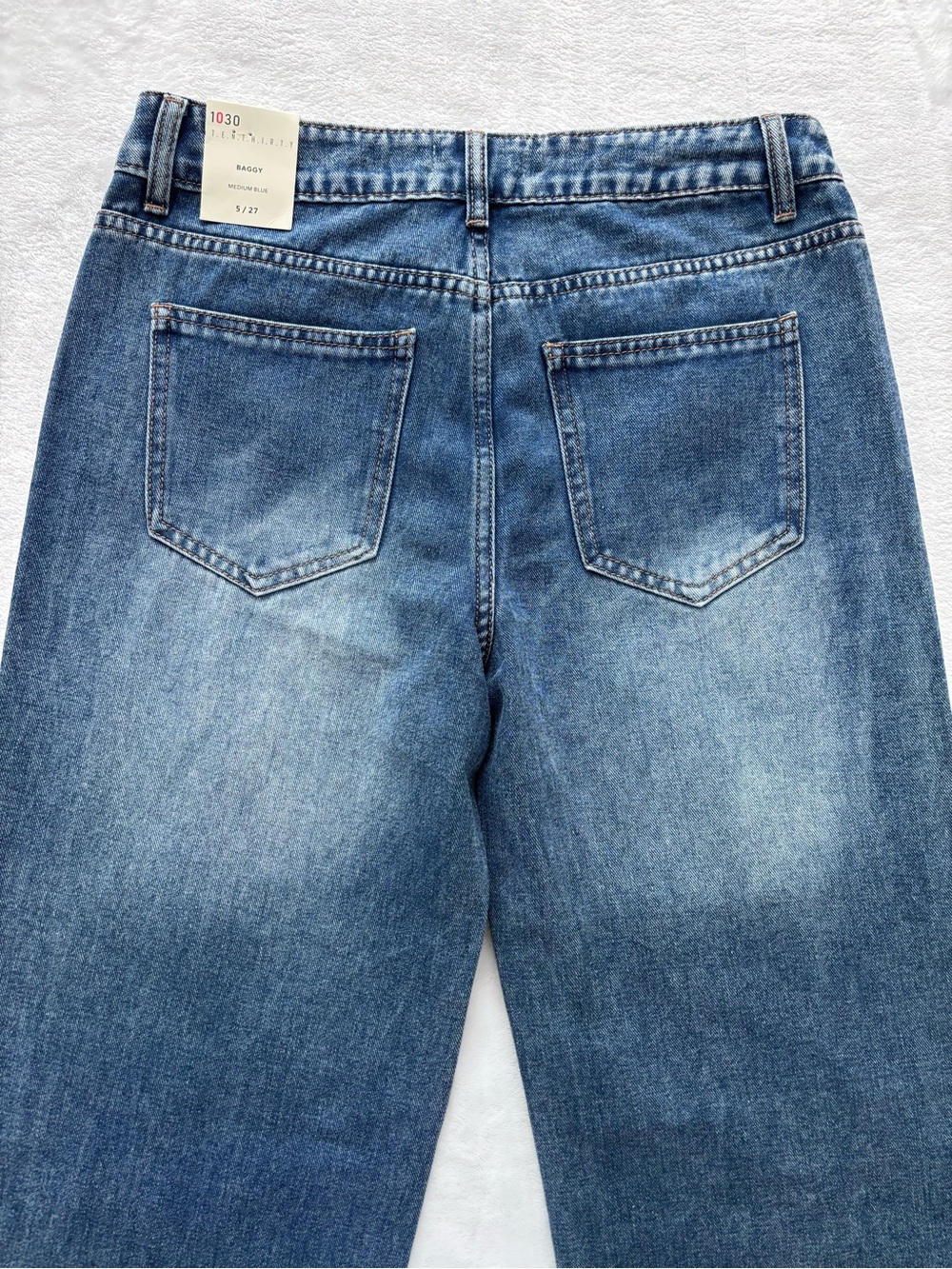 1030 TenThirty Mid Rise Relaxed Baggy Wide Leg Embroidered Blue Jeans--NWT--27 - Picture 11 of 16